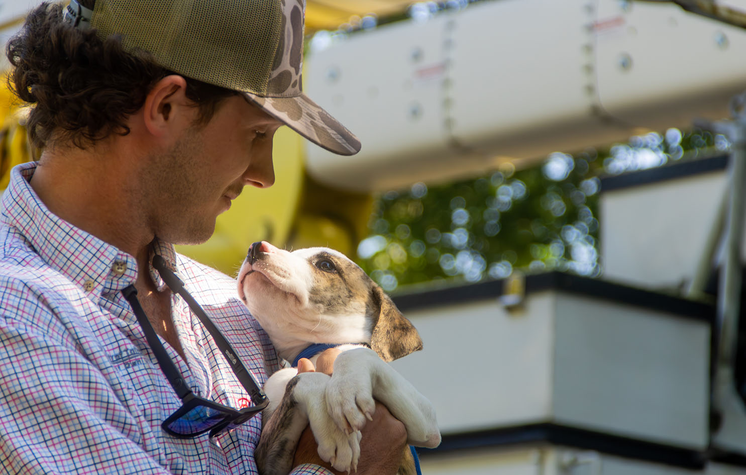 Utilities worker with Dog